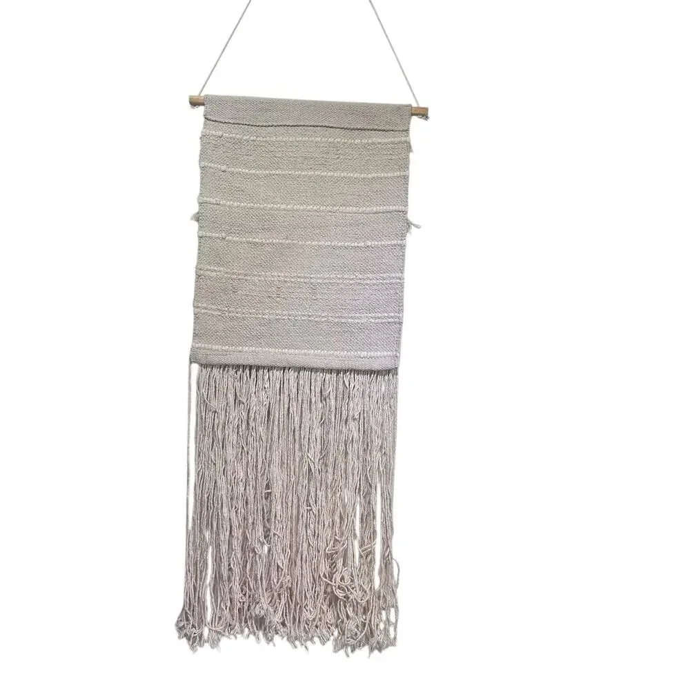 Boho Textured Macrame Wall Hanging Fringe Woven Neutral Farmhouse Decor
